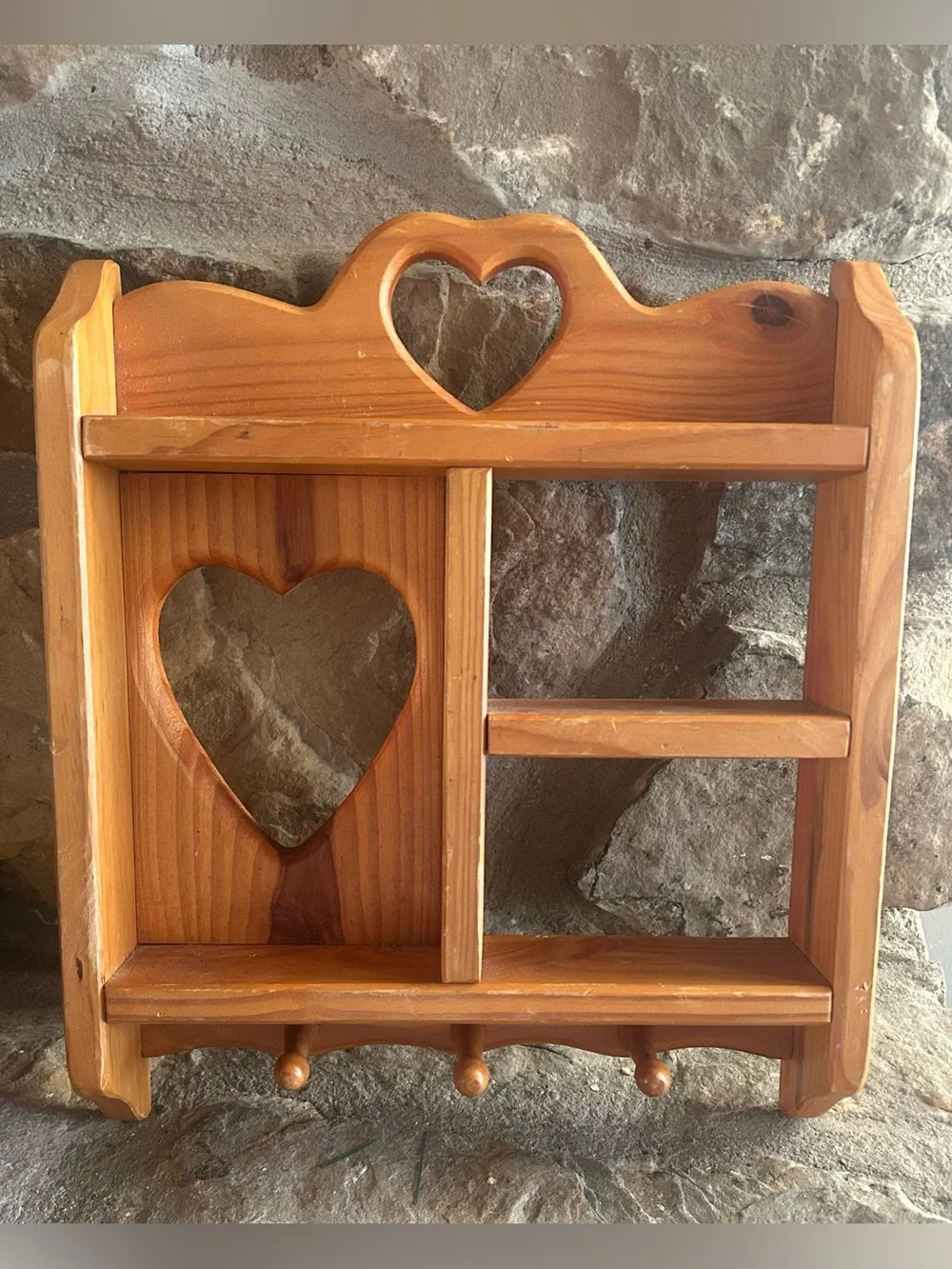 Vintage Wood Heart Wall Display Shelf